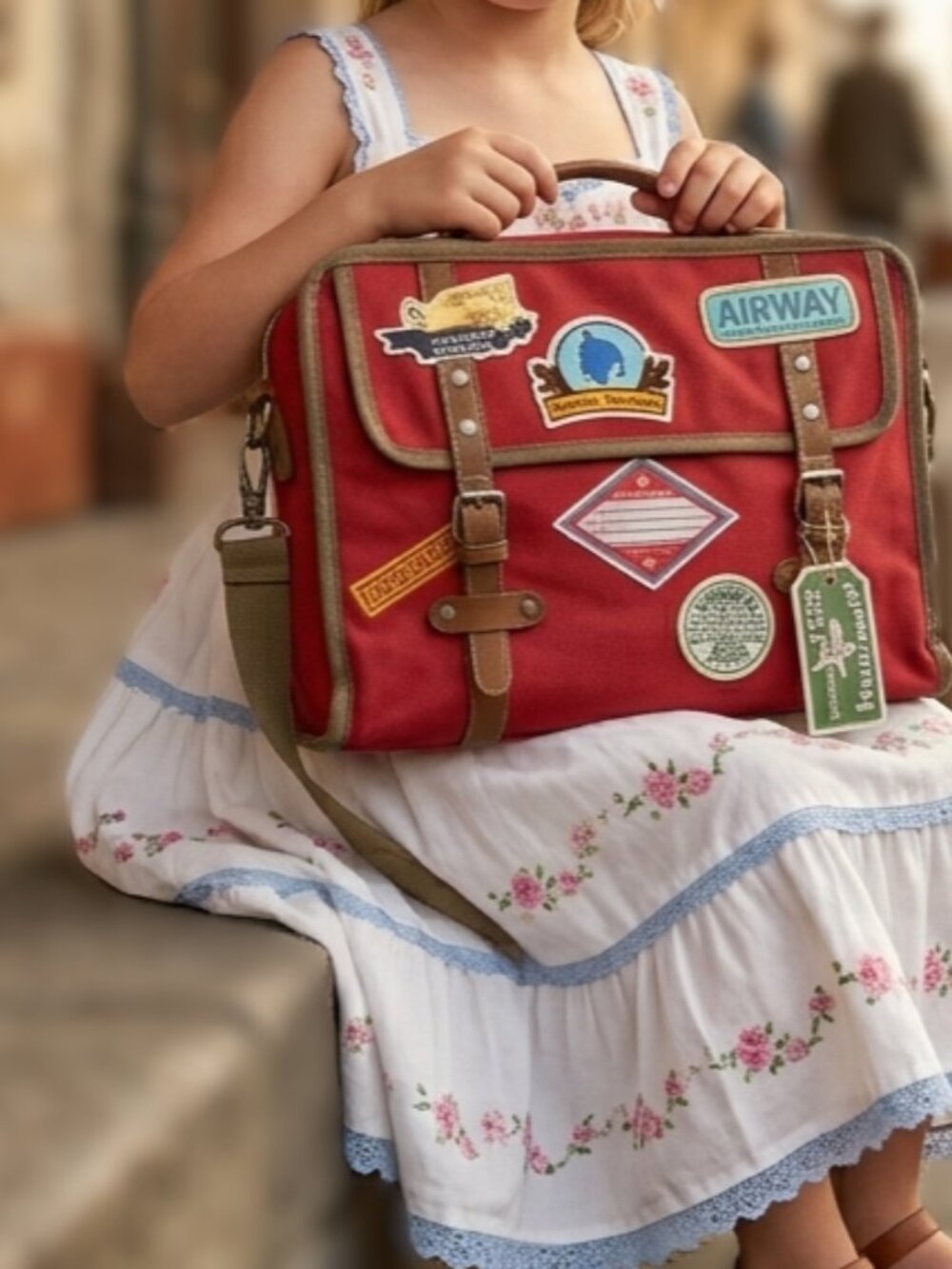 Vintage Oilily Kids Y2K Travel Messenger Bag Red Airplane Patch Duffel Gorpcore